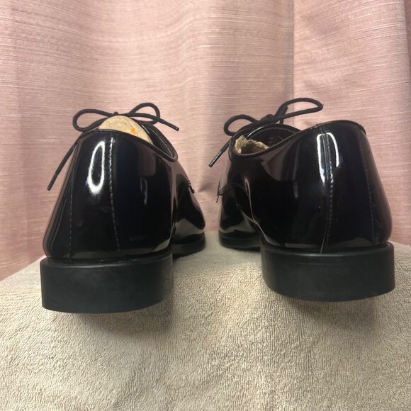 Mens Black Patent Leather Oxford Tuxedo Dress Shoes By Joseph Abboud 12W Wedding - Picture 7 of 16